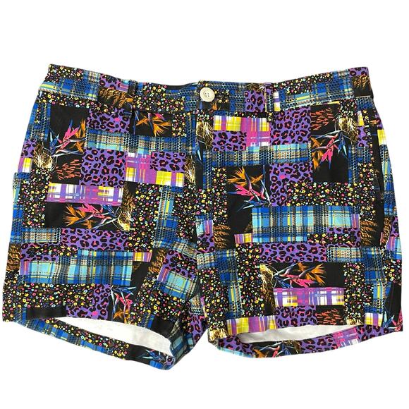 Seaplane Maximally Fuschia Shorts Large Mens Animal Print Floral Plaid 4.5" - Picture 1 of 9